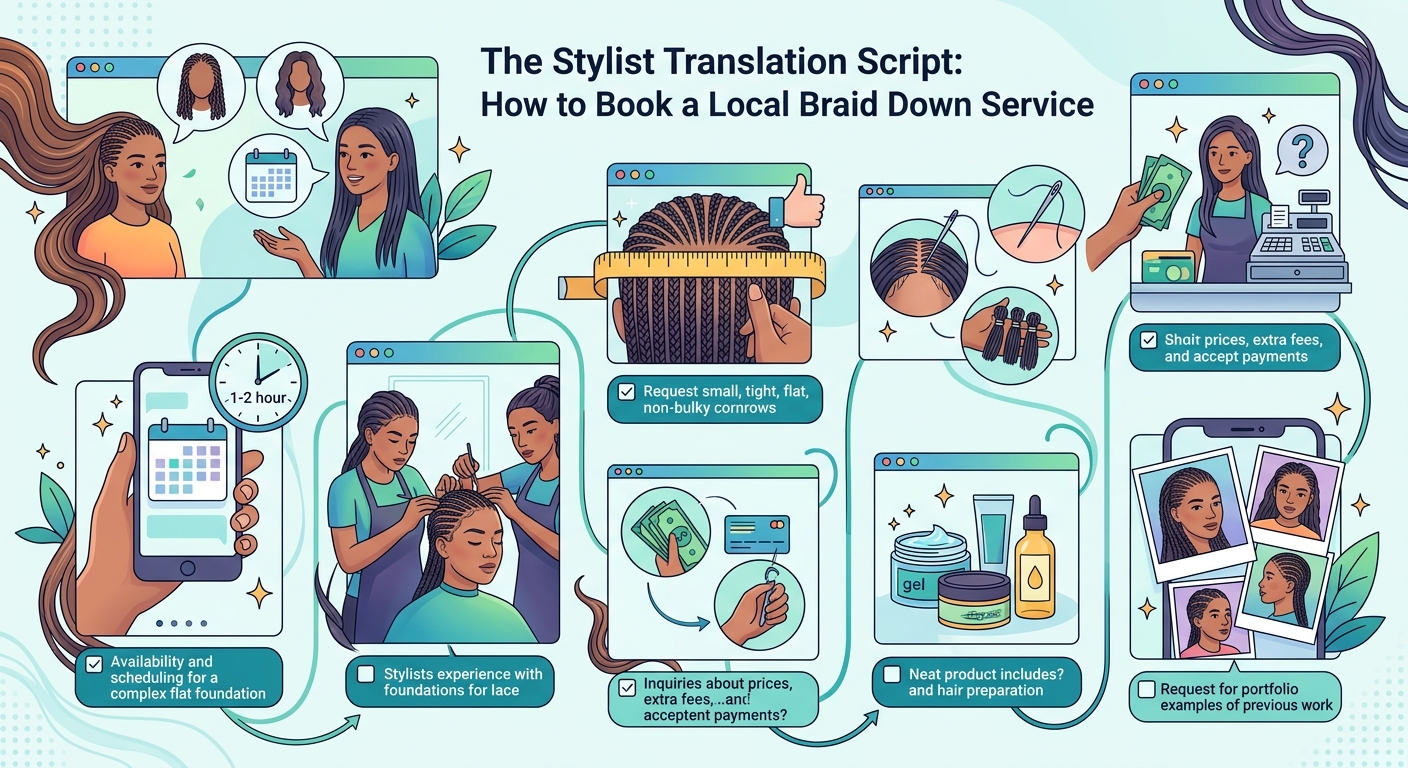 Consultation checklist for booking a local wig braid down