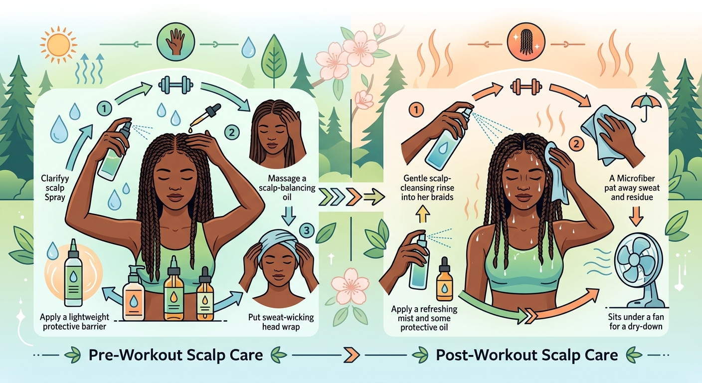 Post-workout scalp hygiene infographic for men braids in Jonesboro
