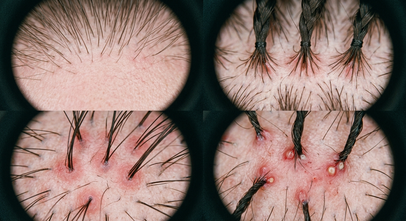 Dermatoscope comparison of follicular tenting for traction alopecia prevention
