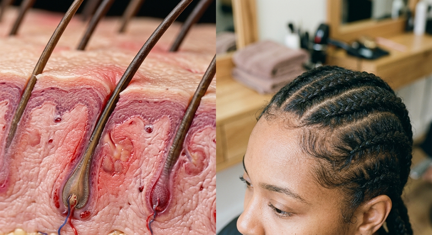 Hair follicle tension compared to braids that protect edges
