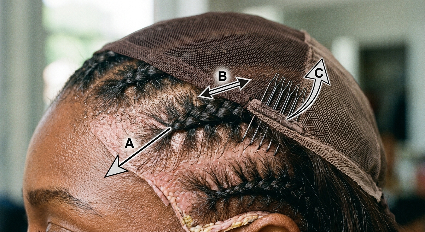 Compound wig tension on edges for traction alopecia prevention